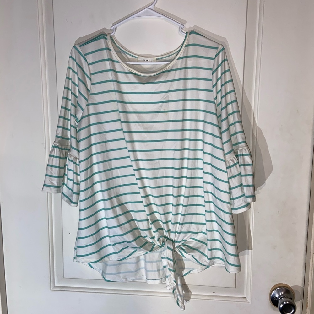Reborn j brand / Stripped front tie shirt / XL